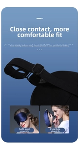 Detail of adjustable elastic strap and metal buckle on luxury silk sleep eye mask