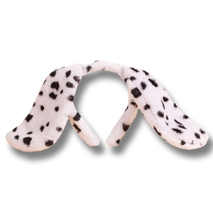 Plush Dalmatian dog ears headband with black spots for party cosplay costumes