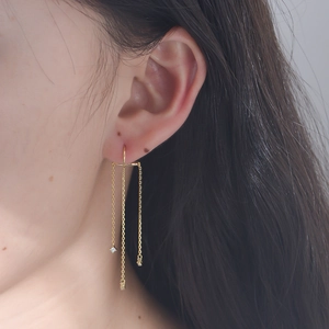 Elegant gold S925 silver long tassel earrings with sparkling white zircon drops for women