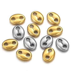 Coffee Bean Bead Connector Stainless Steel Double Oval Link Pig Nose DIY Jewelry Making Findings For Necklace Bracelet