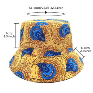 Chapeau bob ethnique jaune avec motifs floraux et détails de taille 56-58cm