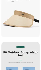 UV protection contrast test for khaki PU leather sun visor with wide straw brim
