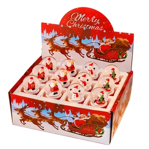 Christmas snow globe set with Santa and snowman figures in 12-piece bulk packaging