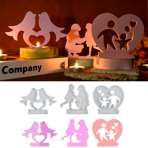 Family heart silicone candle holder molds for DIY resin casting and Christmas decor