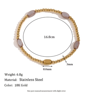 18K gold-plated stainless steel beaded bracelet featuring minimalist glass beads