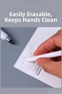 Detailed demonstration of the erasable inkless pencil writing smoothly on white paper