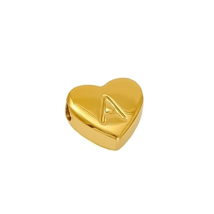 18K gold plated stainless steel necklace with heart pendant featuring engraved letter A