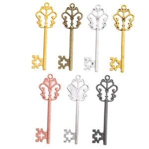 Vintage alloy crown key charms in multiple metallic colors for DIY jewelry making