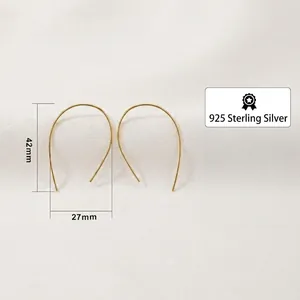 Minimalist irregular S925 sterling silver geometric arc earrings in gold polished finish
