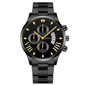 Mens Quartz Watch Chronograph Design Calendar Display Stainless Steel Strap Alloy Case Business Fashion Wristwatch