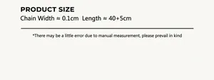 Detailed size guide for heart pendant necklace with 40+5cm chain and 0.1cm width
