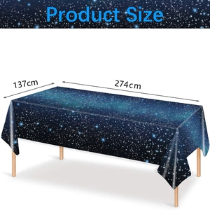 Detail showing 137x274cm starry sky pattern navy blue disposable party tablecloth