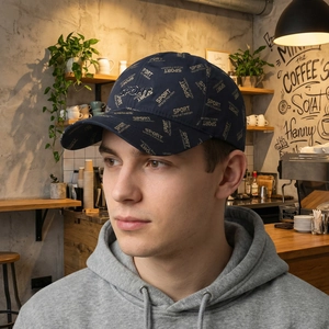 Casquette de baseball bleu marine respirante pour hommes avec imprimé sport et pare-soleil
