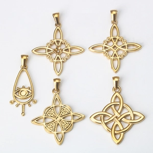 Gold Edelstahl Keltischer Knoten Hexenknoten Böses Auge Anhänger Nur Für Halskette Armband DIY Schmuckherstellung Zubehör