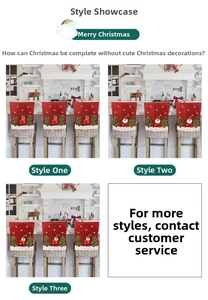 Détails des housses de chaise de Noël avec broderies de Père Noël et de renne
