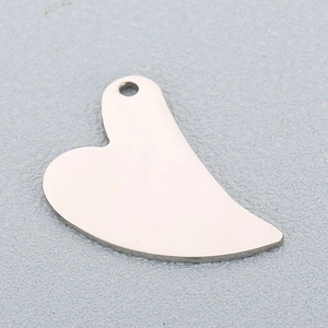 Pendentif cœur en acier inoxydable argenté poli pour bijoux DIY et colliers artisanaux