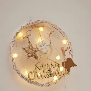 DIY Christmas wall hanging with LED lights, stars and Merry Christmas lettering