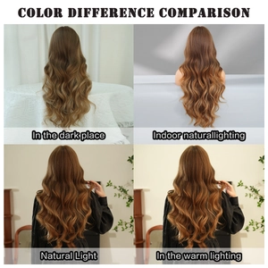 Comparaison détaillée des couleurs de la perruque ondulée sous quatre types de lumière