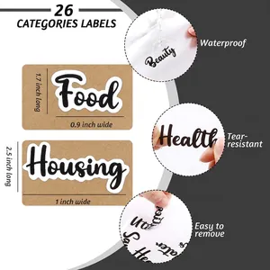 Waterproof A6 PU leather binder labels featuring 26 categories for home budget organizing