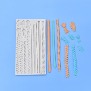 Silicone mold for rope texture and leaf patterns for DIY baking and craft projects