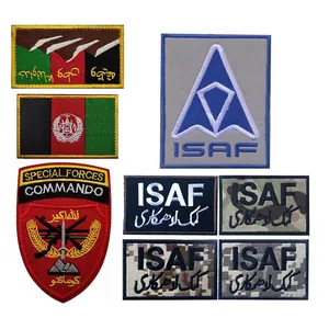 Tactical Morale Patch Afghanistan Flag ISAF Special Forces Commando Military Embroidery Fabric Badge Hook Loop Backing