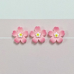 Three pink resin cherry blossoms with white centers for DIY crafts and hair accessories