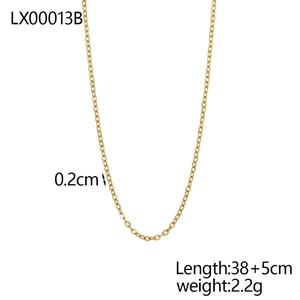 Detailed view of a gold-colored fine chain necklace with specifications and sleek design
