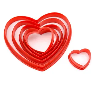 6-piece red heart shaped cookie cutters for fondant and baking pastry decorating