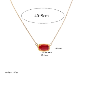 18k gold plated natural ruby crystal pendant necklace for women with dimensions detail