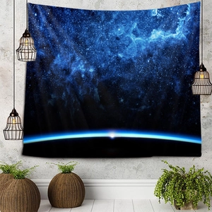 Macro detail of starry sky tapestry with high quality polyester fabric and galaxy print