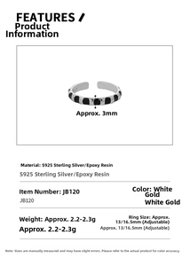 Detailed technical specifications of S925 sterling silver ring with black enamel drips