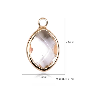 Detail of rose gold faceted marquise crystal pendant measuring 16mm by 9mm and 0.7g weight