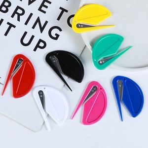 7-piece colorful plastic mini envelope openers and paper cutters in various vibrant colors
