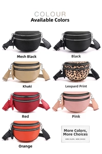 Detailed grid view showcasing seven color options of the multi-layer nylon crossbody bag