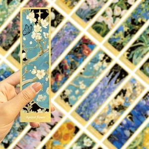 Artistic van Gogh style apricot flower bookmark in paper material for DIY journaling