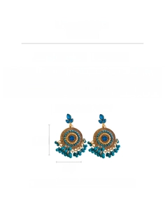 Détails de boucles d'oreilles bohèmes vintage avec finitions dorées et strass bleus