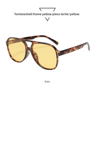 Side profile of vintage double-bridge aviator sunglasses with tortoiseshell frames