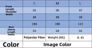 Detailed size chart for long sleeve off-shoulder knit sweater showing S, M, L dimensions