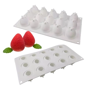 Strawberry silicone cake mold with 15 cavities for DIY baking mousse and french desserts