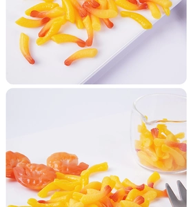 Detailed macro view of realistic resin tempura shrimp tail miniatures for DIY crafts
