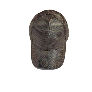 Classic black baseball cap with metallic gold sequins and curved brim from a top-down view