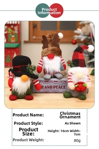 Three Christmas gnomes featuring plaid hats and antlers set on a rustic wooden table