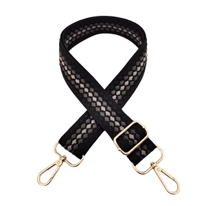 Adjustable crossbody shoulder strap for handbags with grey gradient woven geometric pattern