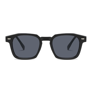 Gafas de sol cuadradas negras con lentes gris oscuro y detalles metálicos finos