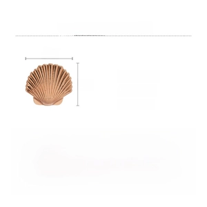 Size guide for shell shaped alloy ear cuff showing 2cm dimensions and 3.4g weight specifications
