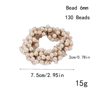 Élastique à cheveux avec 130 perles de 6mm de diamètre pour accessoire de coiffure