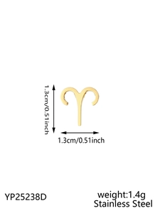 Detailed view of Aries zodiac pendant with 1.3cm dimensions and stainless steel material