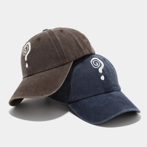 Berretti da baseball vintage in cotone lavato marrone e blu con ricamo a punto di domanda