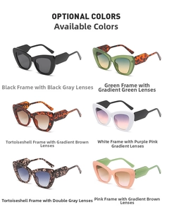 Detailed collection of cat eye sunglasses in six assorted colors and stylish frames