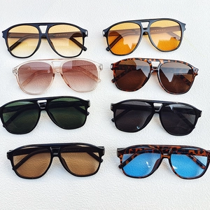 Aviator Sunglasses Large Frame Retro Double Bridge UV400 Protection Resin Frame PC Lens Fashion Eyewear For Men Women